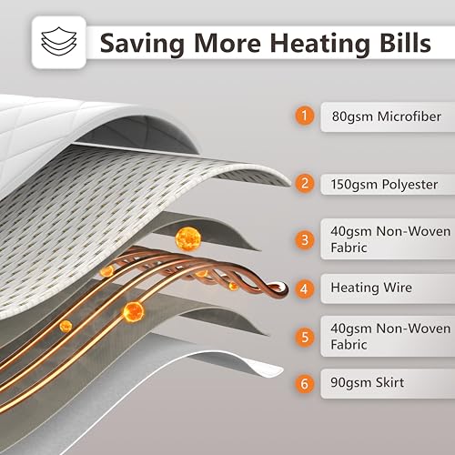 Heated Mattress Pad Queen Size with 10 Heat Settings & Dual Control
