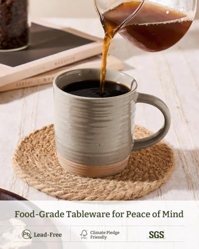 Famiware Constellation Cinnamon Brown Coffee Mug Set of 6, 13oz Ceramic Cups with Handle