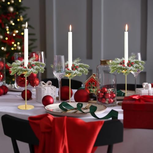 YLOLUL 6-Piece Christmas Taper Candle Ring Set 1.38