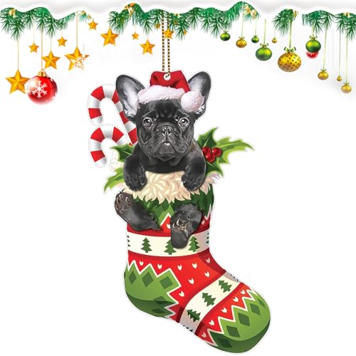 Donciety Black French Bulldog Dog Christmas Ornament - Holiday Tree Decor