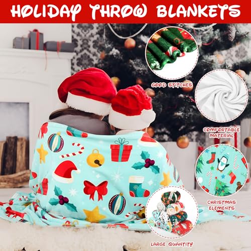 Fanfanwin 10-Pack Christmas Throw Blankets 51 x 59 Inch, Festive Holiday Decor