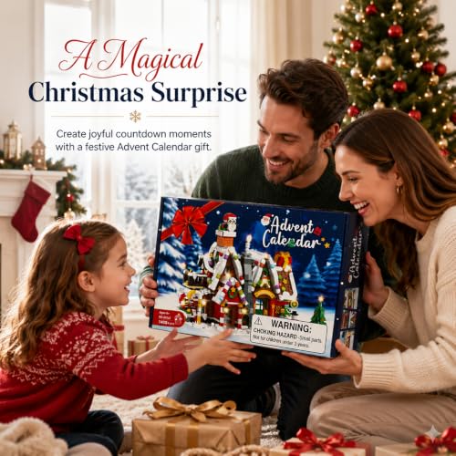 3-in-1 Gingerbread House Building Set Advent Calendar with LED Lights