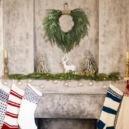 16-Inch Norfolk Pine Christmas Wreath for Front Door and Home Decor