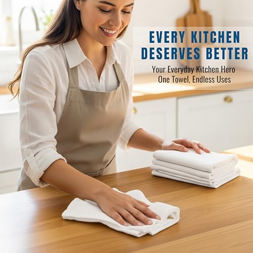 100% Cotton Flour Sack Towels 18x28 - Absorbent Kitchen Dish Towels (Pack of 3)