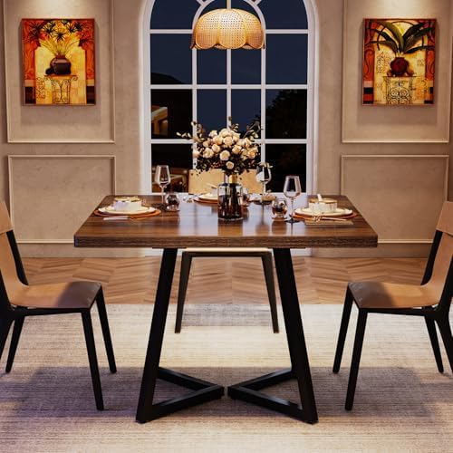 31.5-inch Square Dining Table, Industrial Rustic Wood Kitchen Table for Two