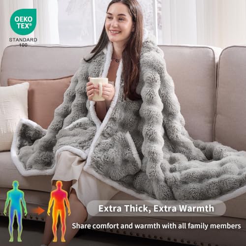 IFNOW Wearable Blanket with Sleeves for Women, Oversized Snuggle Robe - Lightgrey-4070