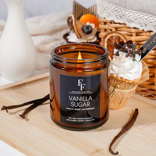 Vanilla Sugar Scented Candle - 7 oz Natural Soy Wax Aromatherapy Jar Candle