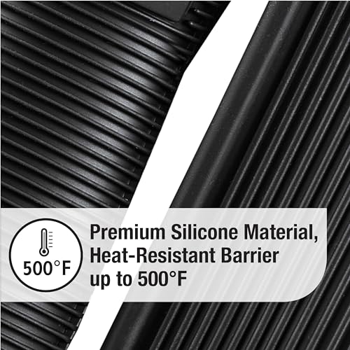 All-Clad Silicone Grip Set: 100% Silicone Flexible & Heat Resistant Ribbed Grip Set - Perfect for Cast Iron, Steel, or Glass, (2-Piece), Black/Grey