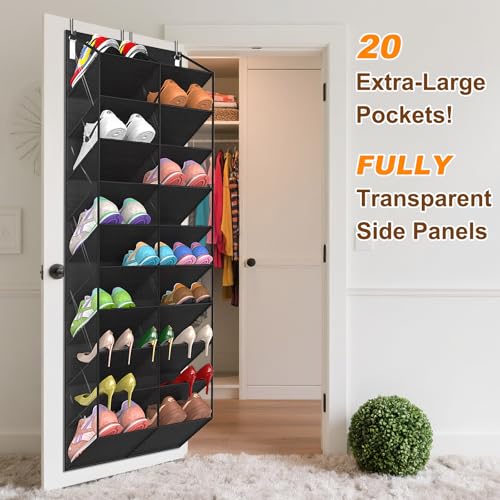 UVIAHOMI Over the Door Shoe Organizer 10-Tier Hanging Shoe Storage Clear Pockets