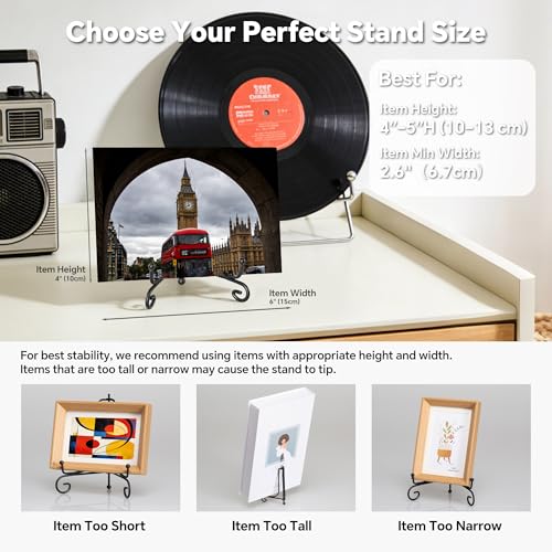 4-Inch Metal Plate Display Stand - Foldable Iron Easel for Photos & Art