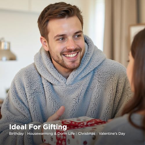 Ultra-Soft Wearable Blanket Hoodie with Pockets - Cozy Sherpa Loungewear