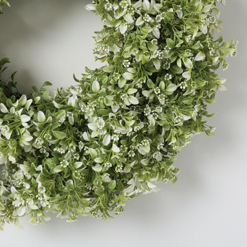 26-Inch Artificial Boxwood Wreath for Front Door, UV-Resistant Faux Greenery