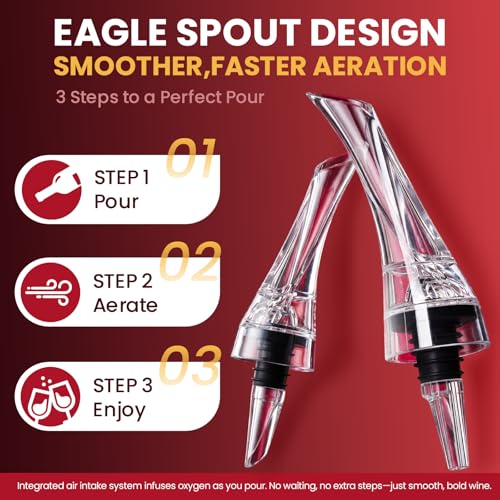 Wine Aerator Pourer Spout 2 Pack - Drip-Free Instant Aeration for Red & White Wines