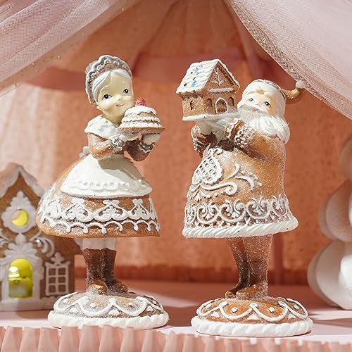 Braxio Mr. Santa & Mrs. Santa Gingerbread Christmas Figurines - 2 Pack Home Decor