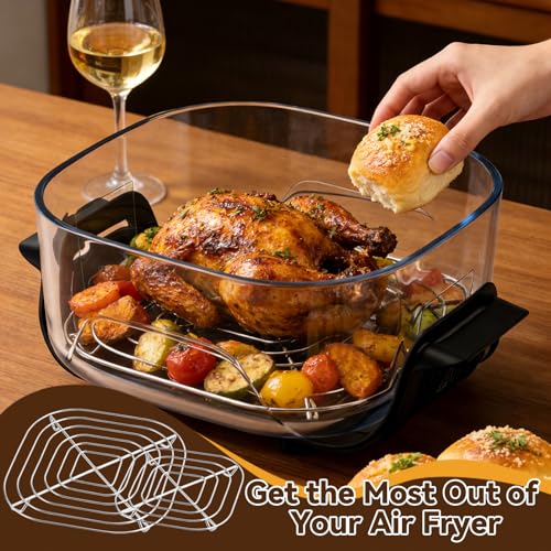 2-Piece Stainless Steel Air Fryer Crisper Rack Set for Glass Containers