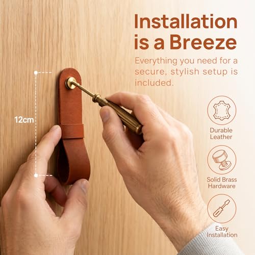2PCS PU Leather Curtain Rod Holders, Wall Mounted Boho Strap Brackets