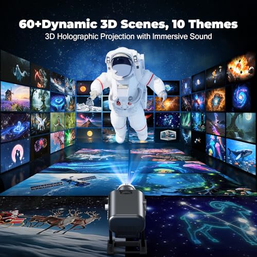 3D Galaxy Star Projector with 60 Dynamic Scenes and Bluetooth Speaker