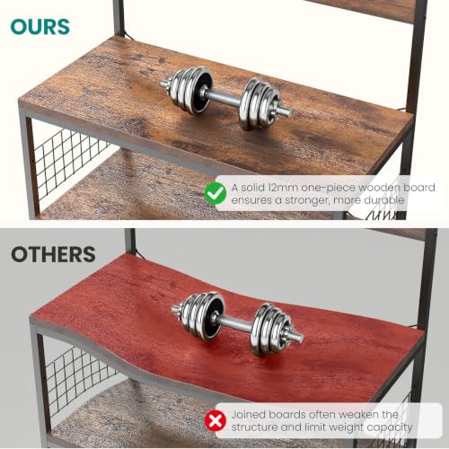23.6-Inch Kitchen Bakers Rack with Power Outlet and 3 Adjustable Shelves