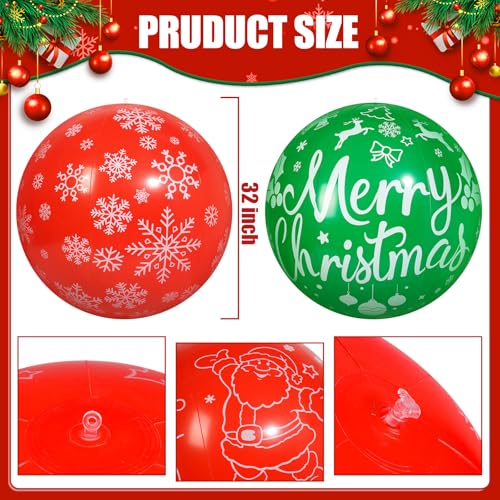 Wlicon 32 Inch Christmas Inflatable Balls Set Outdoor Holiday Decor