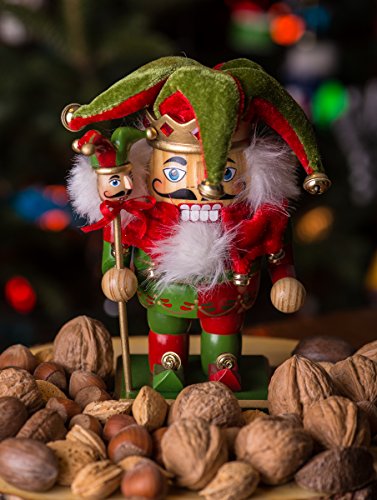 Red and Green Jester Nutcracker - 7 Inch Traditional Wooden Christmas Decor