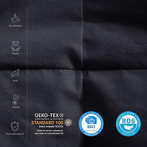 Luxurious Black Goose Down Comforter, 100% Egyptian Cotton, 600 TC