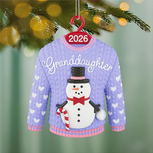 Hallmark Keepsake 2026 Granddaughter Snowman Sweater Christmas Ornament