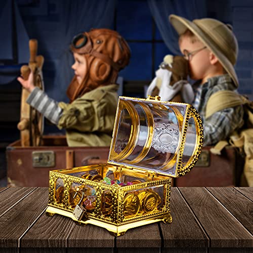 Kids Pirate Treasure Chest with Lock and Keys, Storage Box for Toys