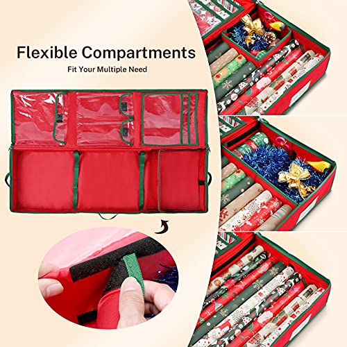 Red Gift Wrap Organizer Bag 42x14x5.5 inches for Holiday & Gift Wrapping