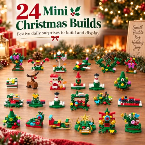 Vadeny Red Advent Calendar 2026 Christmas Building Blocks Set, 24 Days Countdown