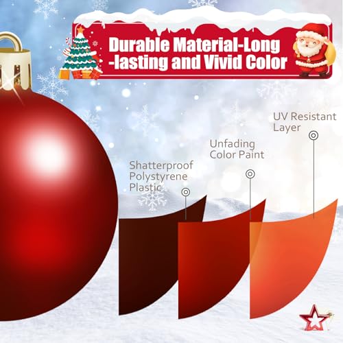 24-Pack 2.5-Inch Red Christmas Ball Ornaments - Matte, Glitter & Shiny