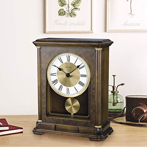 Vanderbilt Mantel Clock with Harmonic Chimes and Warm Walnut Finish