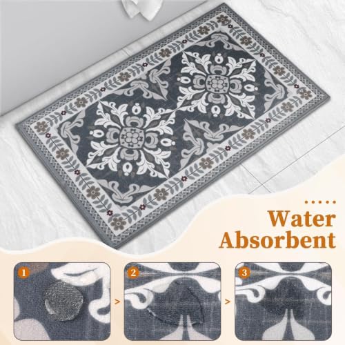3-Piece Kitchen Rug Set, Non-Slip Washable Floor Mats for Kitchen & Home