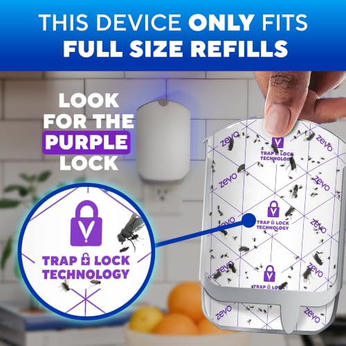 Zevo Flying Insect Trap for Fruit Flies & Gnats, 2 Plug-in Bases,