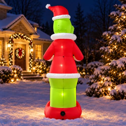 VIONMI 8.5FT Green Santa Monster Inflatable Christmas Yard Decor with LED Lights