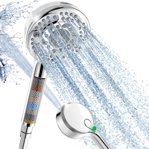 9-Spray Handheld Filtered Shower Head for Hard Water with Stainless Hose