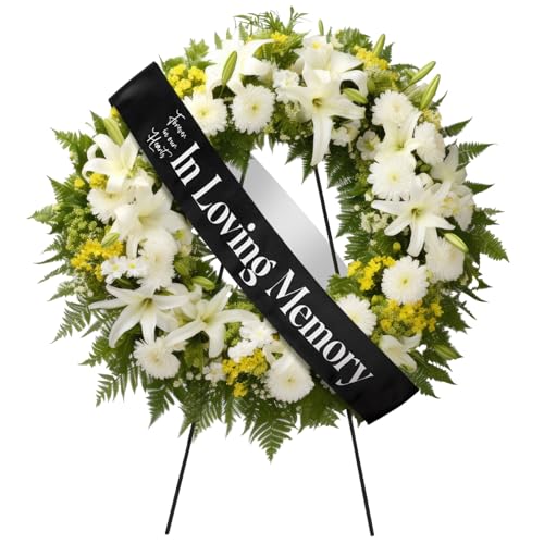 Memorial Wreath Sash 58x4 Inch Black Funeral Ribbon for Flowers