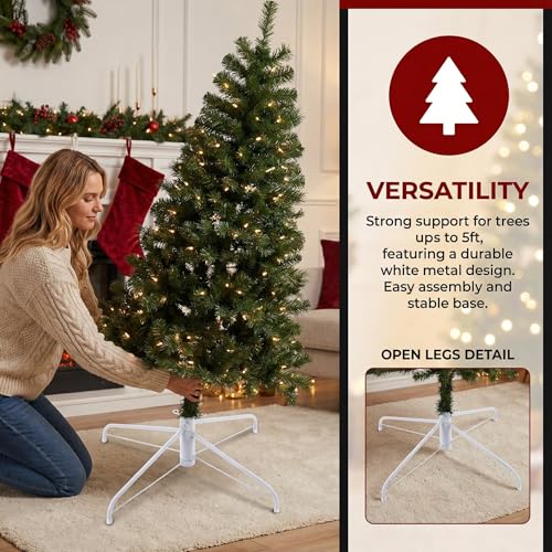 Universal Folding Christmas Tree Stand - Heavy Duty Metal Base for 3-6 ft Trees
