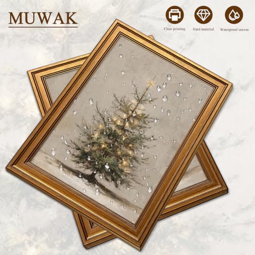 MUWAK Lighted Christmas Tree Wall Decor 16x12in Framed Canvas Christmas Wall Art