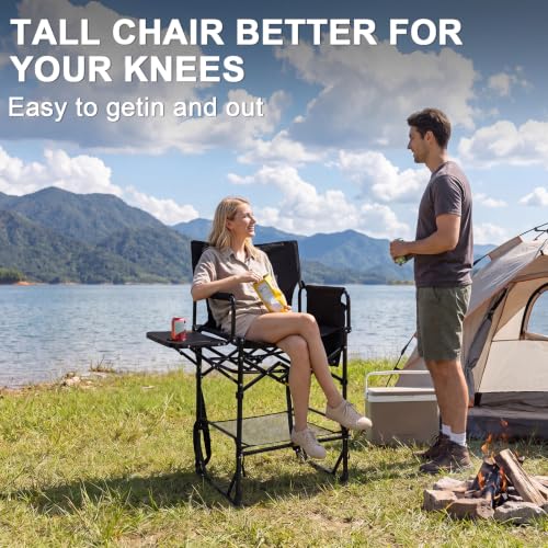 2 Pack Tall Directors Chair, 30.7-inch Folding Makeup Artist Chair with Table