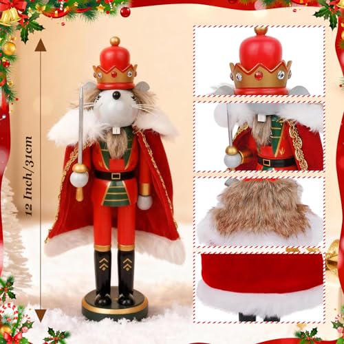 12-Inch Mouse King Nutcracker with 12 Nutcracker Ornaments - Anwenk Christmas Decor