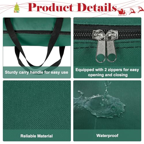 Oudain Large Pop-Up Christmas Tree Storage Bag 30x30x4.3 Inches Green with Handles
