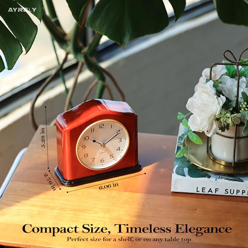 Handcrafted Solid Wood Mantel Clock with Silent Quartz Movement