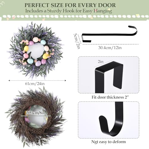 17-Inch Easter Wreath with Lavender, Spring Flowers and Eggs