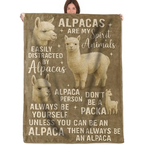 RQTWC Alpaca Throw Blanket 50x60in - Funny Spirit Animal Flannel Travel Sofa Decor