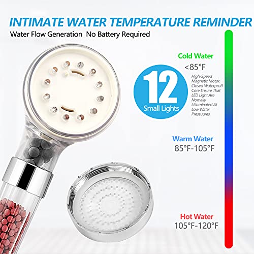 Classical FASTRAS LED Shower Head with Handheld & Water Filter - High Pressure, Temperature Control, Hose & Accessories