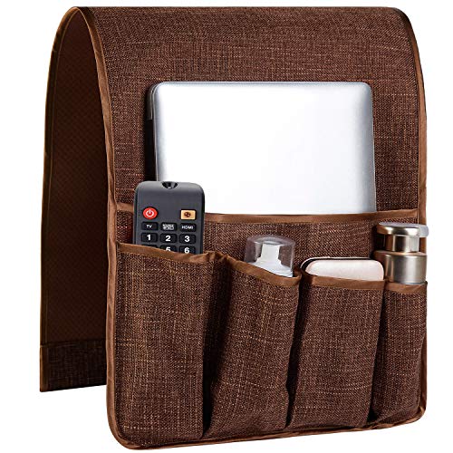 Non-Slip Sofa Armrest Organizer Caddy with Pockets for Remote and Tablet