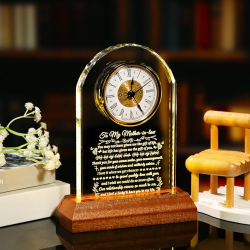 Arikyrist Mother-in-Law Glass Clock Gift from Daughter/Son in Law (Arch Glass Clock)