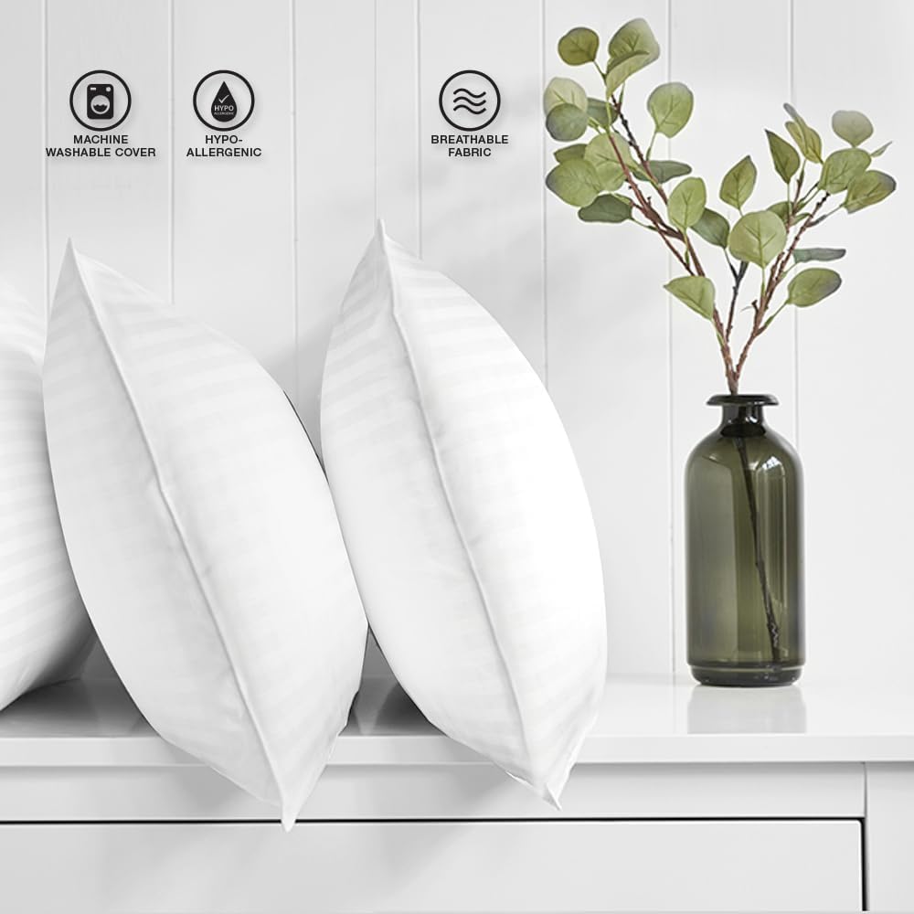 Skiennix Premium Gel Pillows - Luxury Plush Soft Bed Pillows for Home & Hotel | Standard Size, White (Pack of 2)