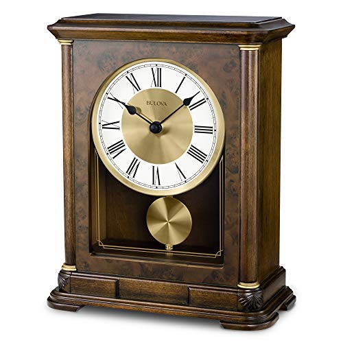 Vanderbilt Mantel Clock with Harmonic Chimes and Warm Walnut Finish