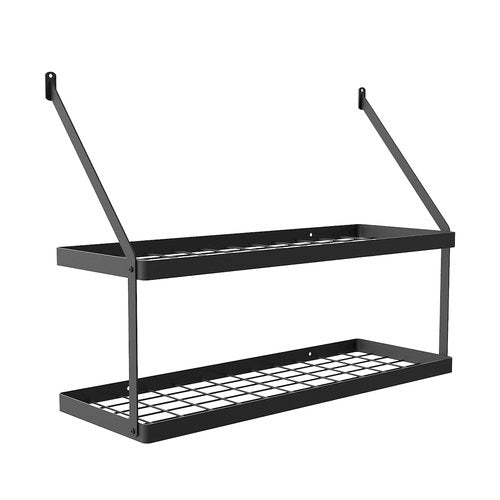 KES 30-Inch Pot Rack Wall Mounted, Pots and Pans Hanging 2 Tier for Kitchen Hanging Pan Rack Organizer with 12 Hooks Heavy Duty Matte Black, KUR218S75B-BK
